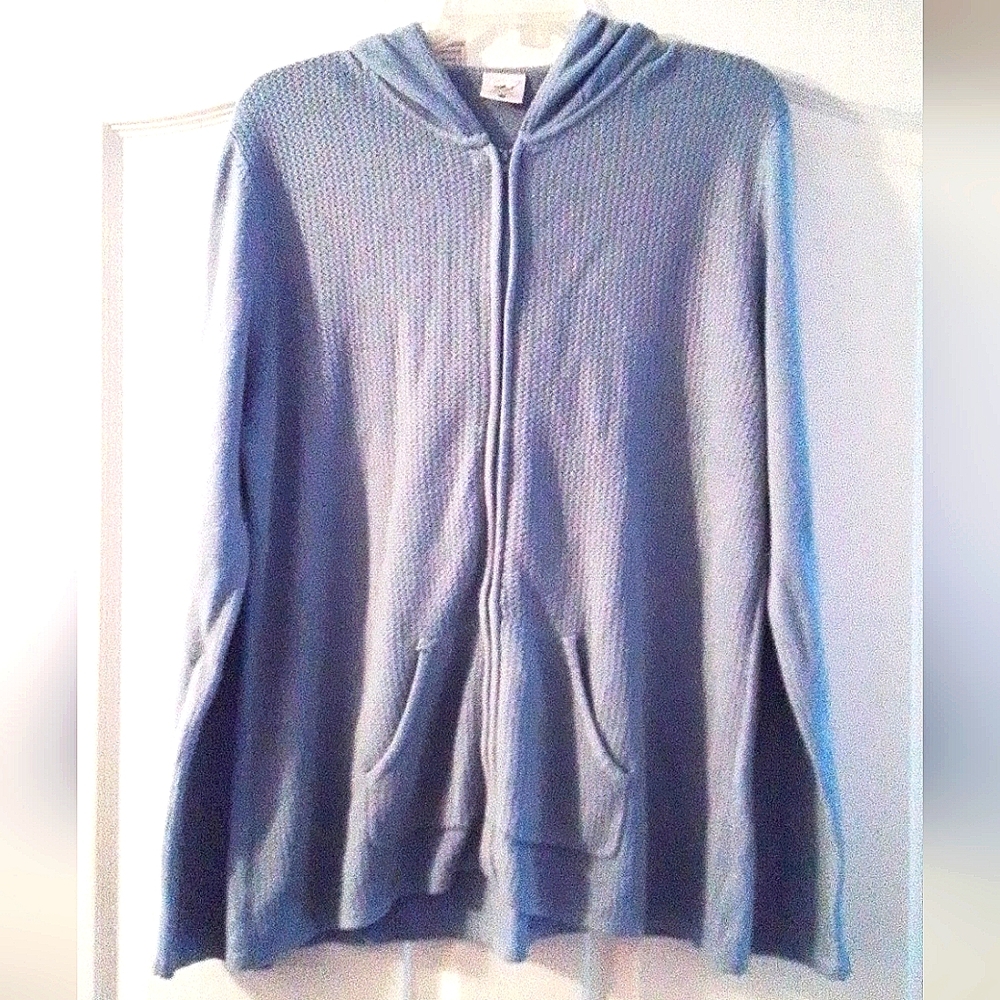 Infinity Maternity XL Full ZipUp Hooded Baby Blue Thin Sweater Jacket (Cardigan)